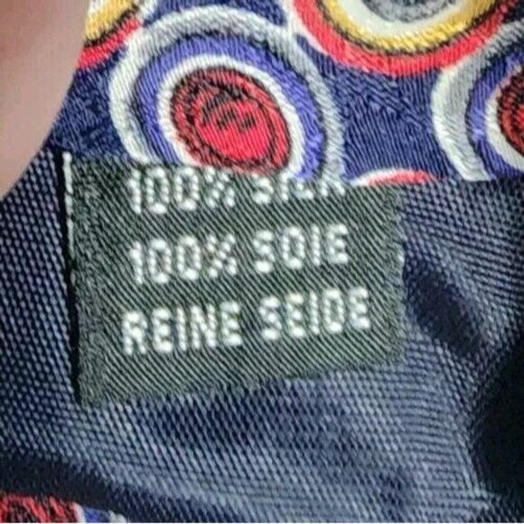 Vito By VR Necktie Silk Multicolor Abstract Geometric Print Hand Made In Italy - Picture 5 of 8